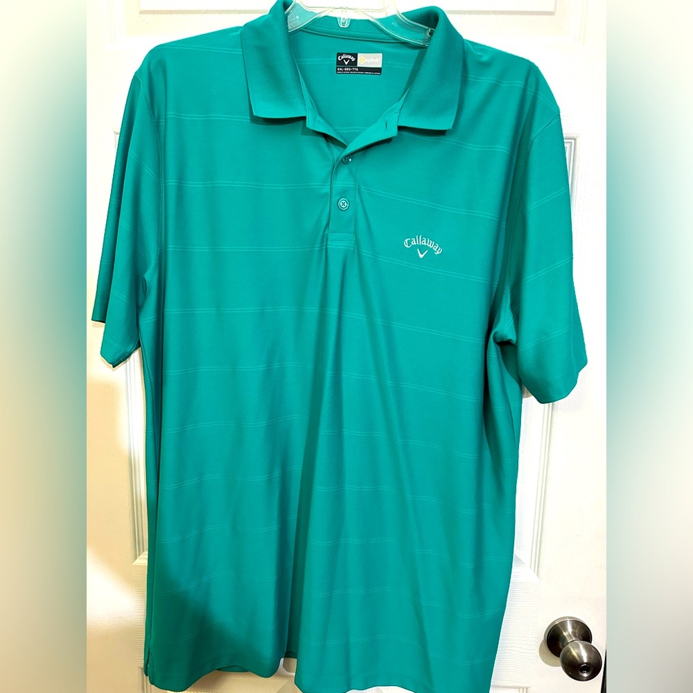 NWOT Big&Tall men’s Callaway golf shirt, moisture wick, deep green/teal, XXL